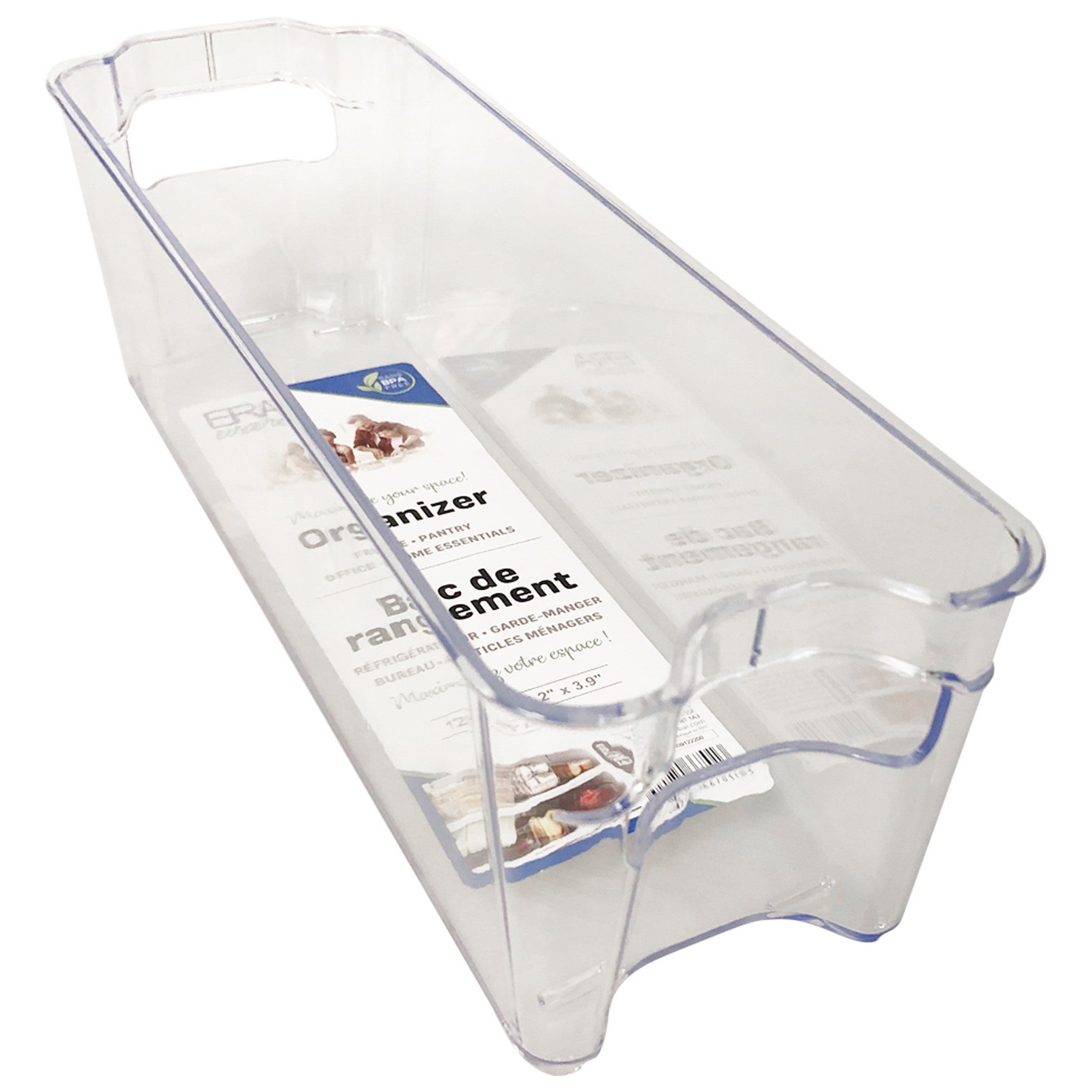 Eraware Clear Plastic Organizer with Handles 12.75x4.2x3.9in 