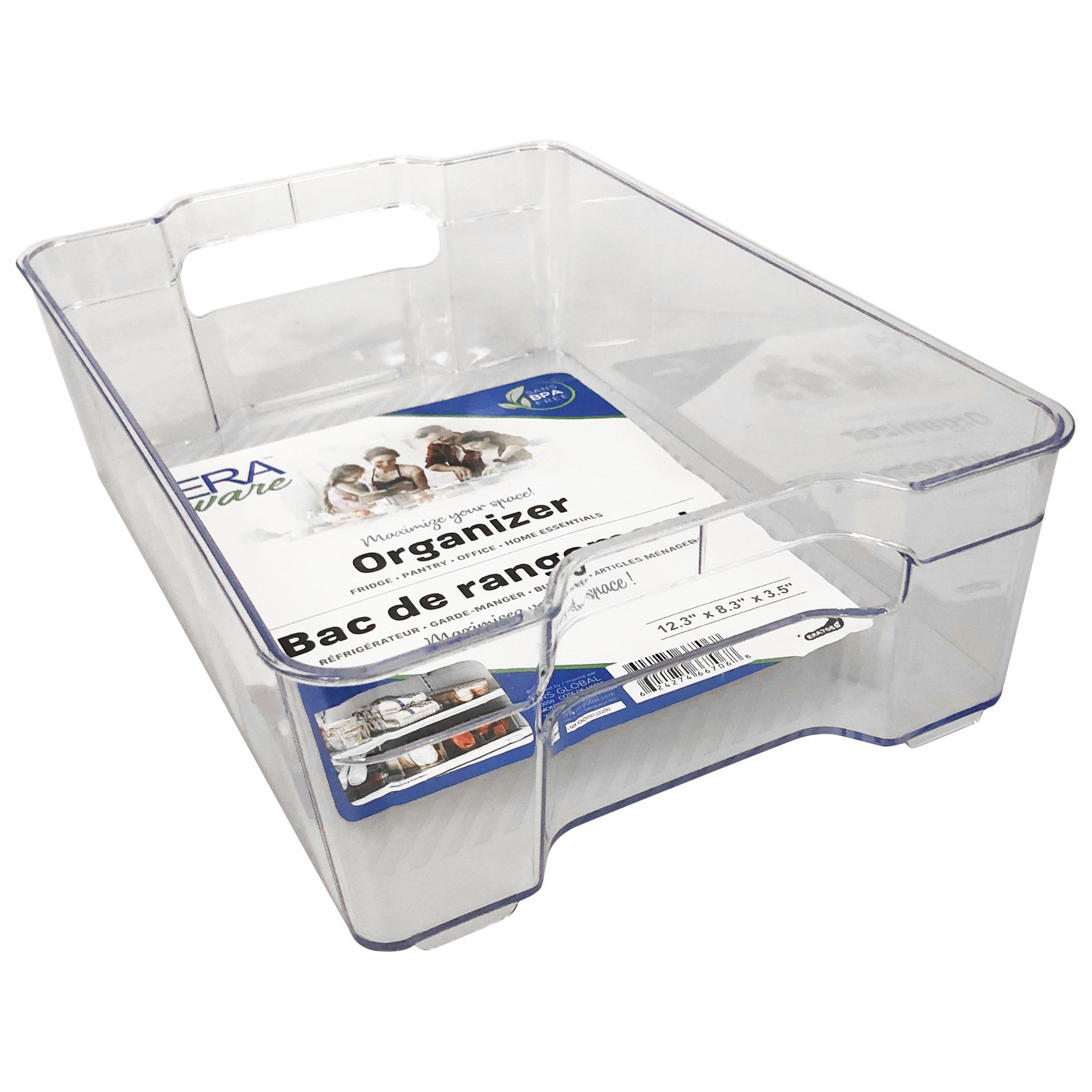 Eraware Clear Plastic Organizer with Handles 12.3x8.3x3.5in 