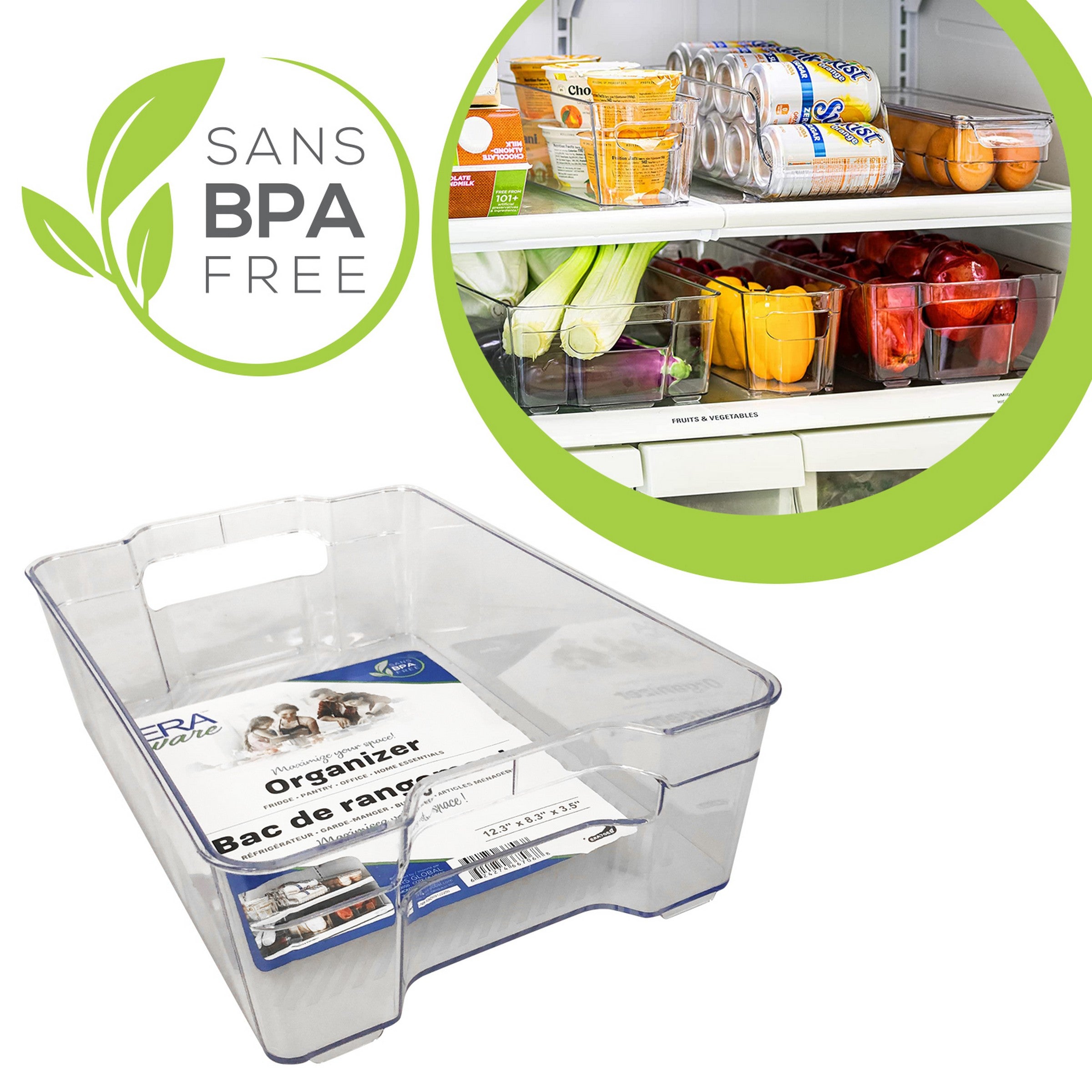 Eraware Clear Plastic Organizer with Handles 12.3x8.3x3.5in