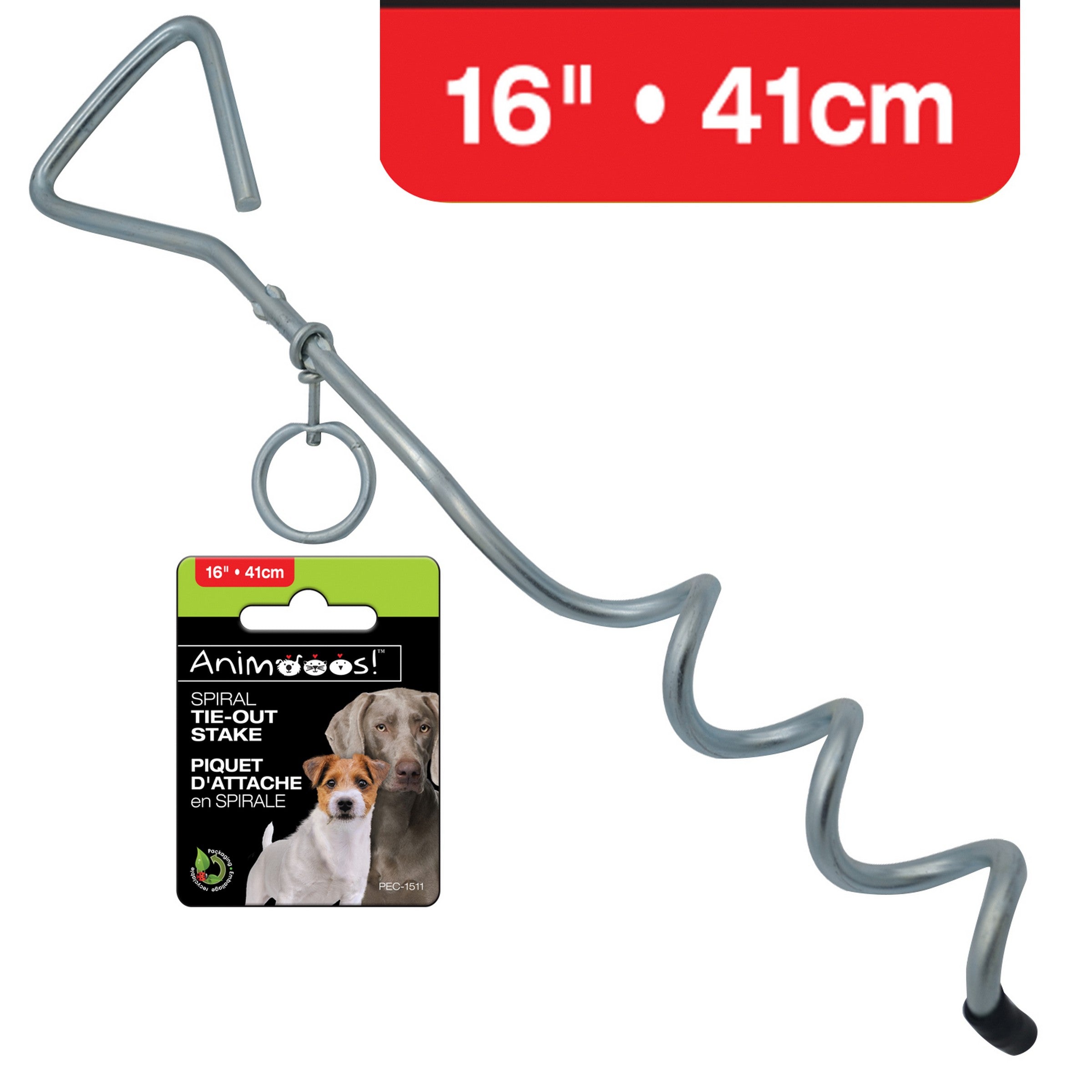 Animooos Metal Spiral Tie-out Stake 16in 