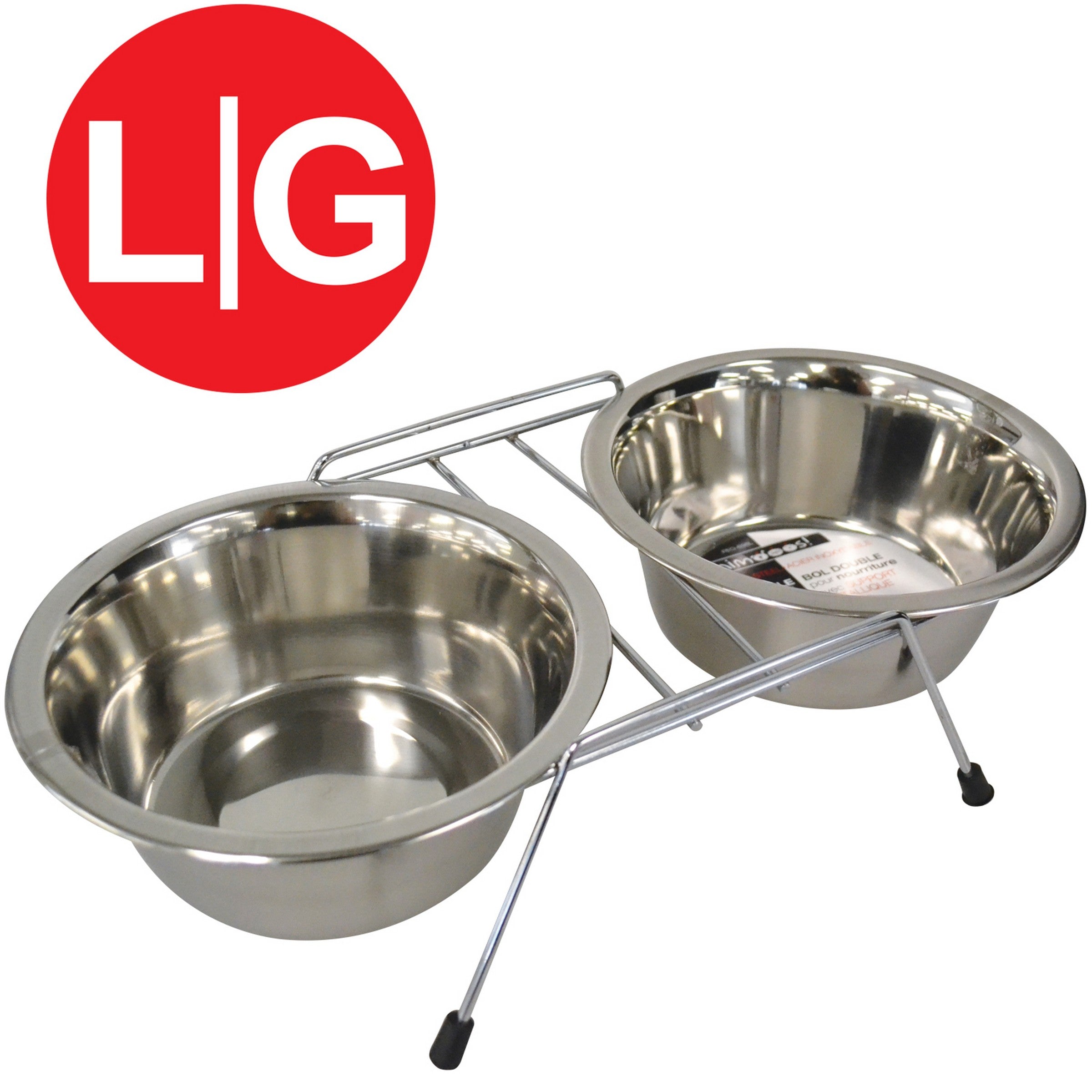 Animooos 2 Bowls with Stand - Stainless Steel 32oz (946ml) 