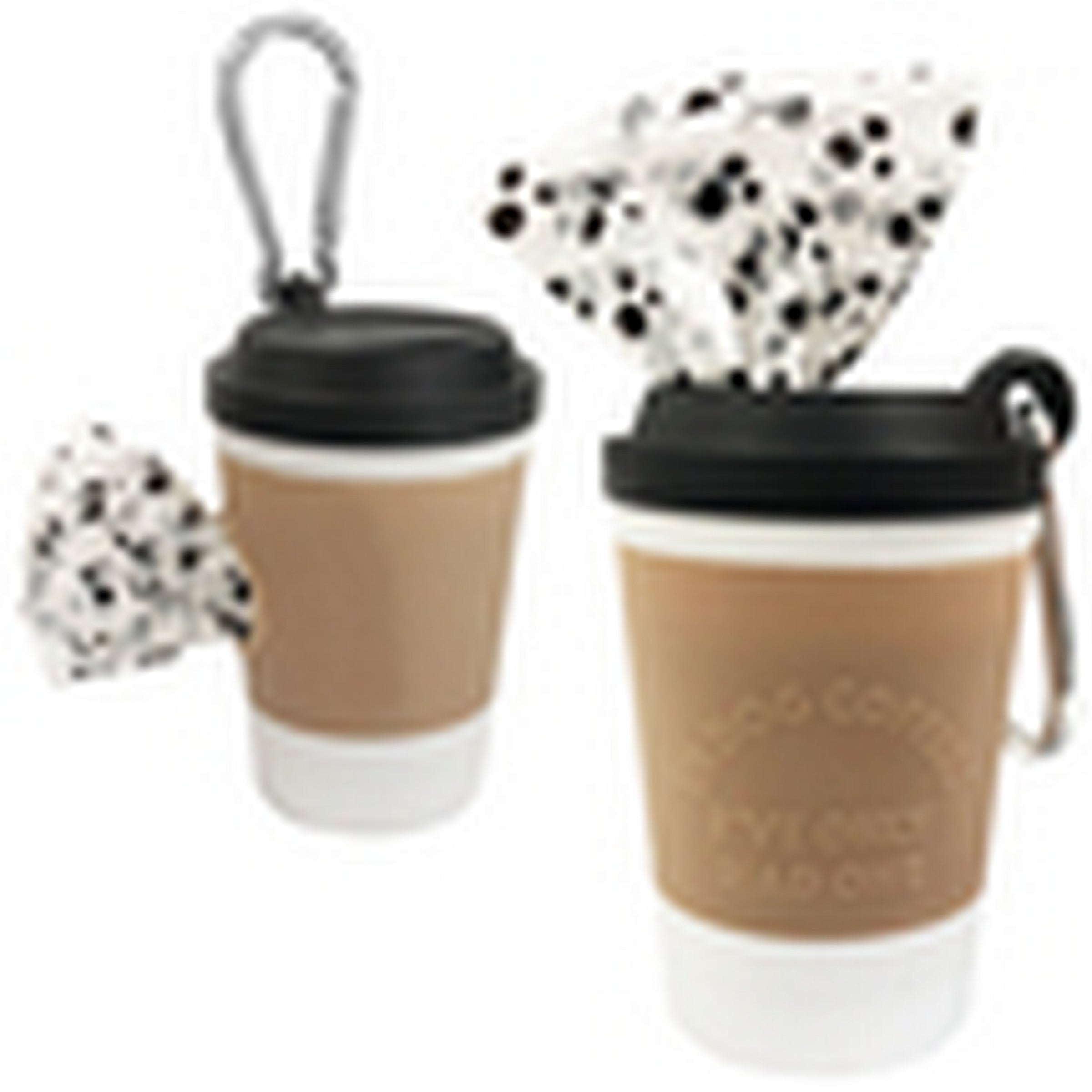 Animooos Coffee Mug Shaped Waste Bag Dispenser 3x2in with 1 Refill 25 Bags 12.6x8.6in 