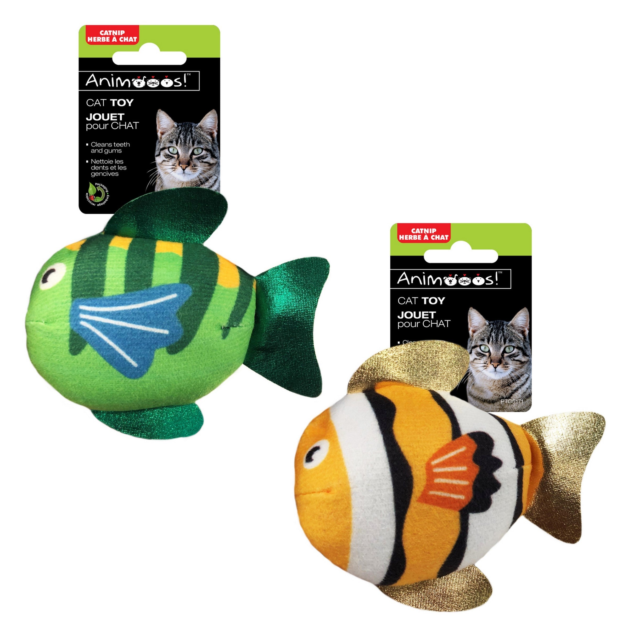 Animooos Cat Toy Plush Fish with Catnip 3.75x3in  VRT