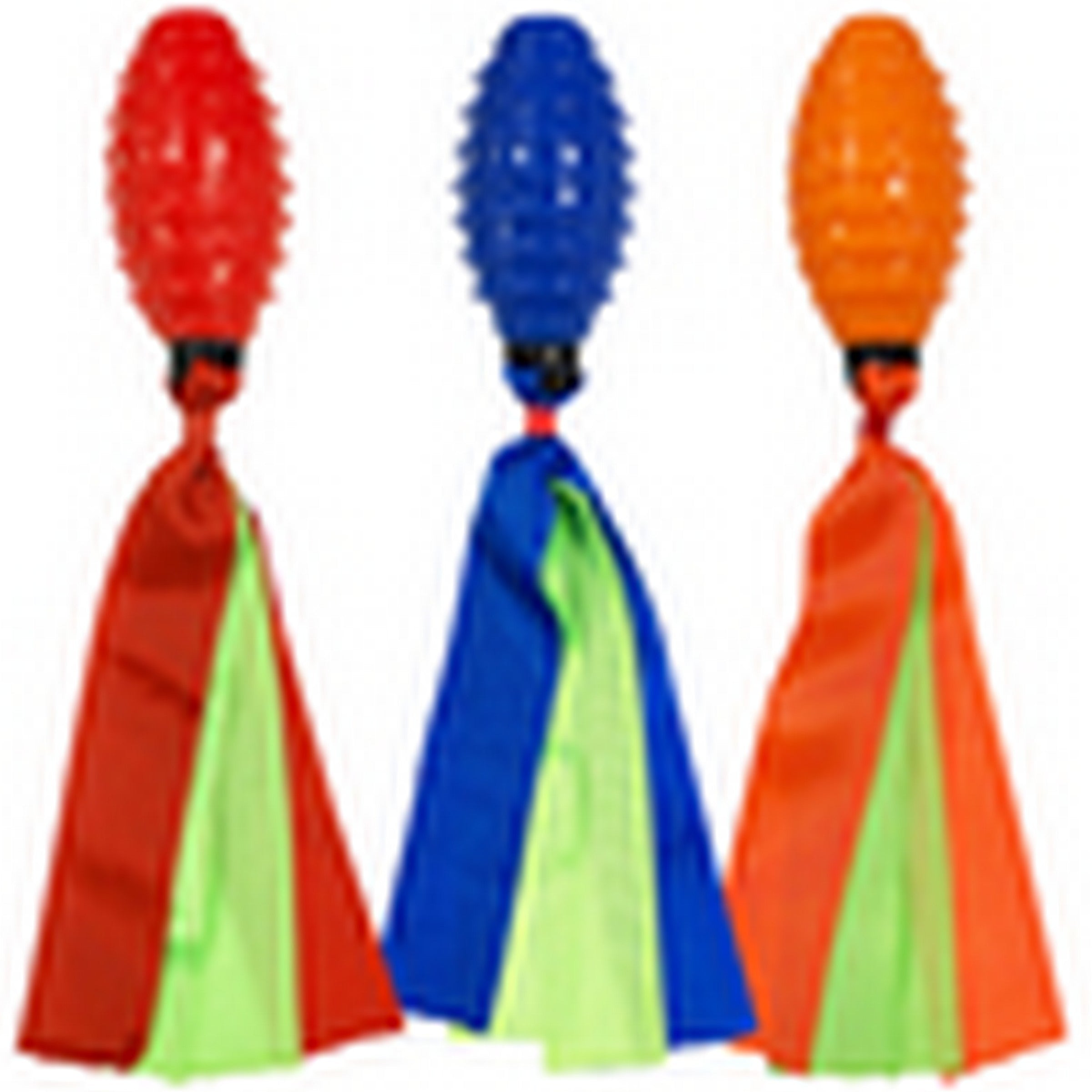 Animooos Dog Toy Squeaky Rubber Football with Ribbon Tails 13in VRT 