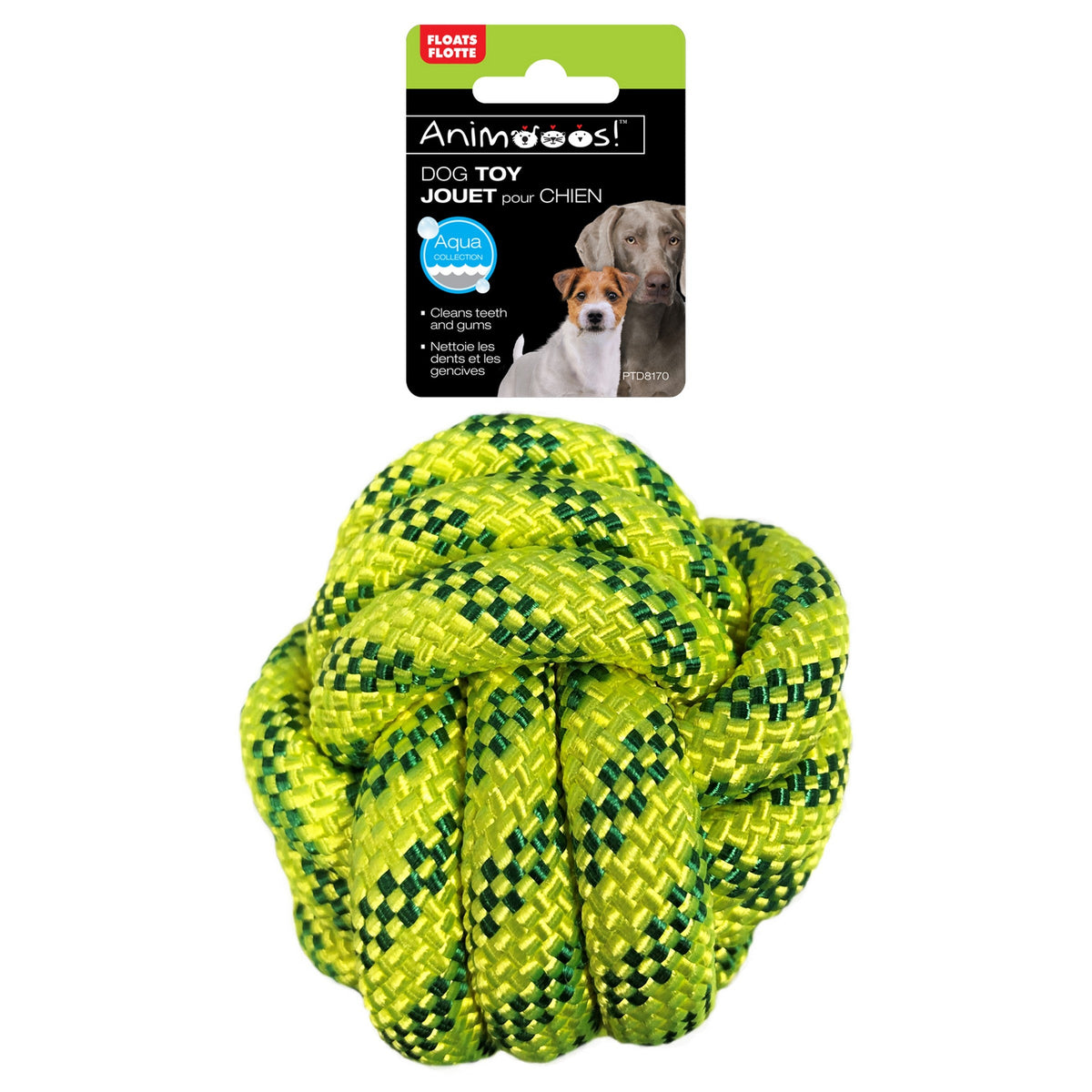 Animooos Dog Toy Floating Cord Ball 3in  