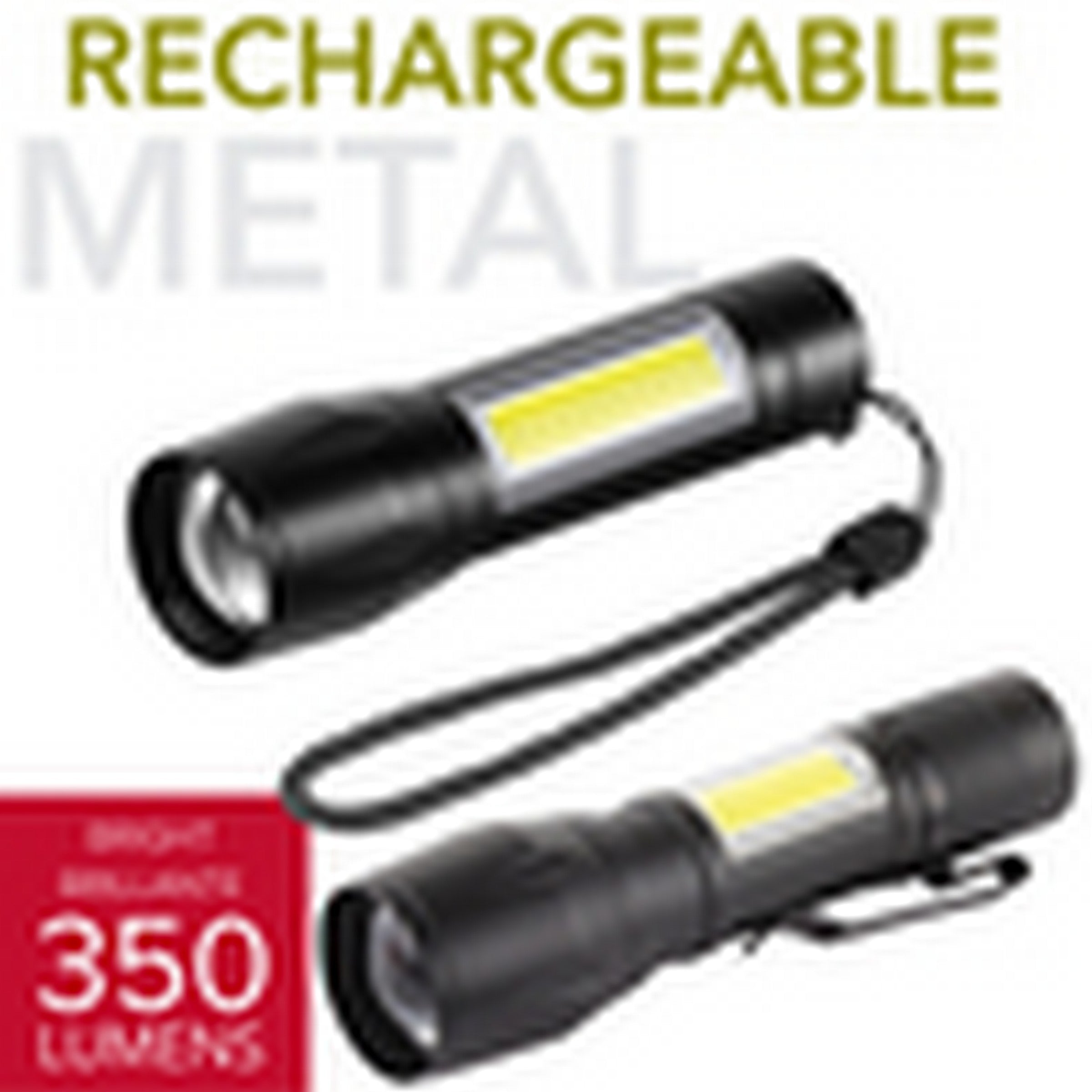 RCA Rechargeable Metal Flashlight and Mini Lantern 3.75in 