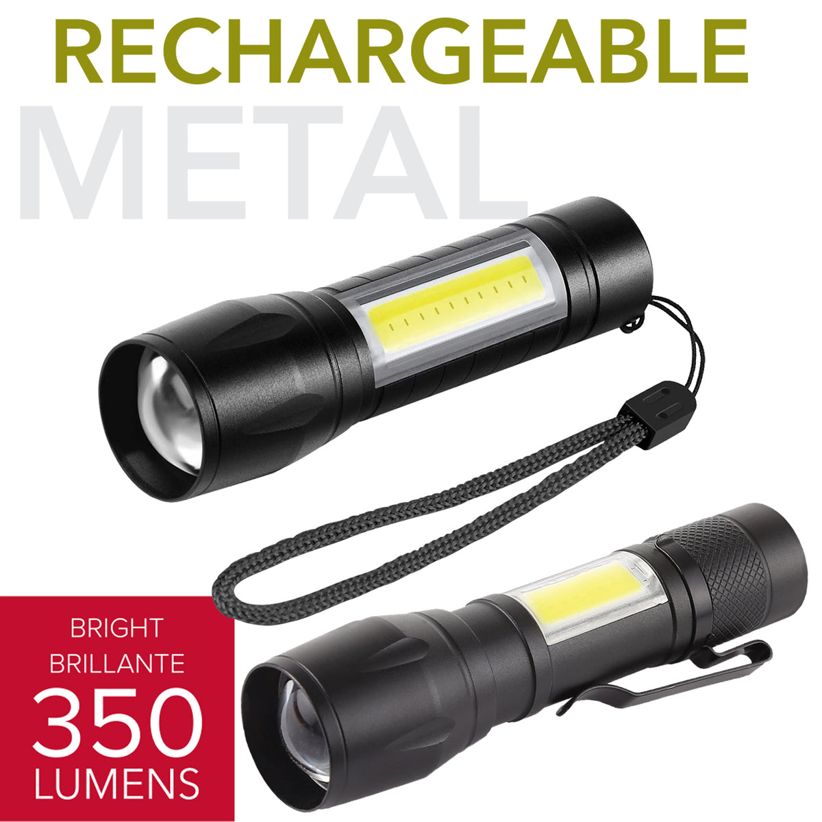 RCA Lampe COB Del Sans Fil à Détection de Mouvement 4.5x4.5x3.5po