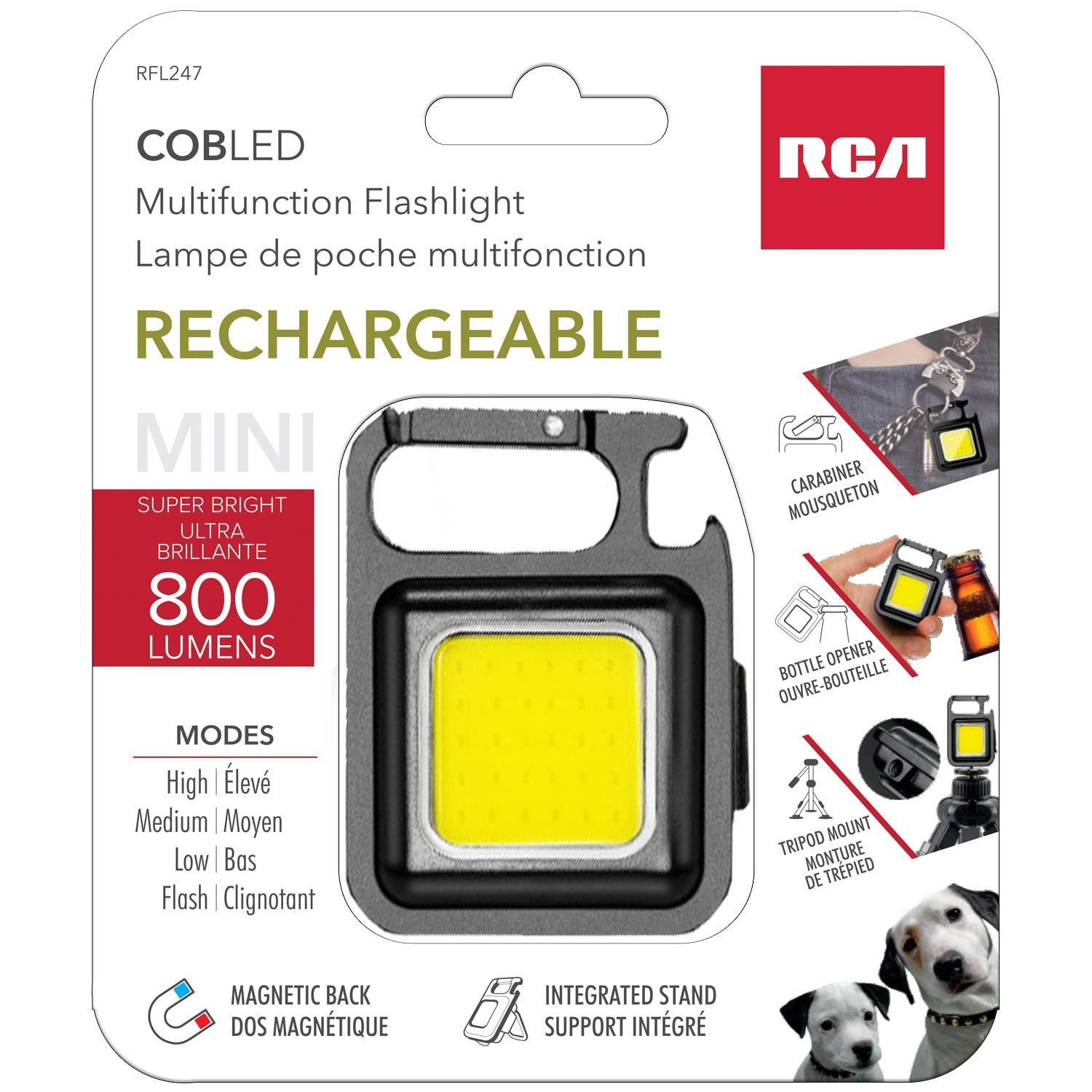 RCA Mini Multifunction Rechargeable Flashlight - Magnetic Back 