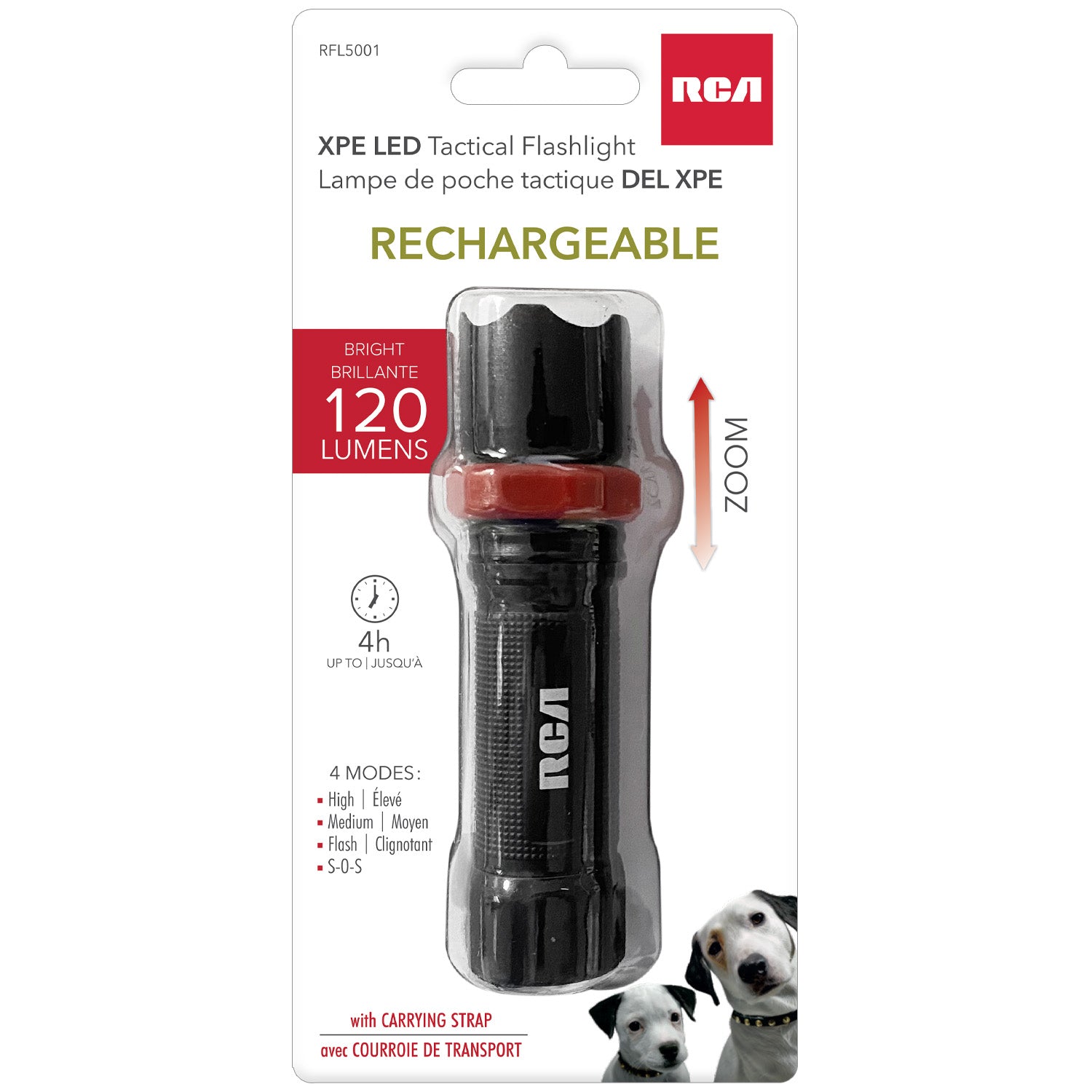 RCA Tactical Flashlight with Carrying Strap 