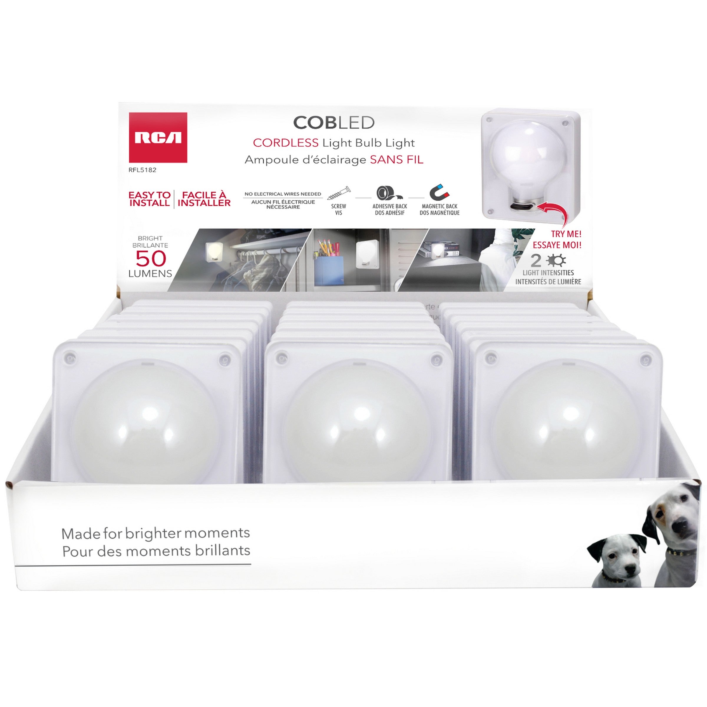 RCA Cordless Light Bulb Light - Plastic 3.1x4x1.5in   Each Sold Separately