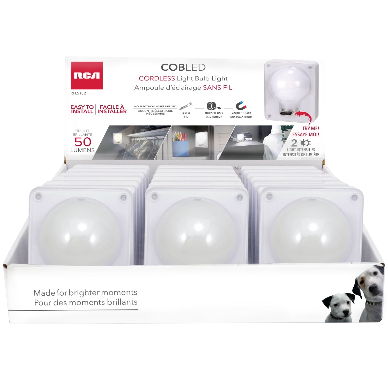 RCA Cordless Light Bulb Light - Plastic 3.1x4x1.5in   Each Sold Separately