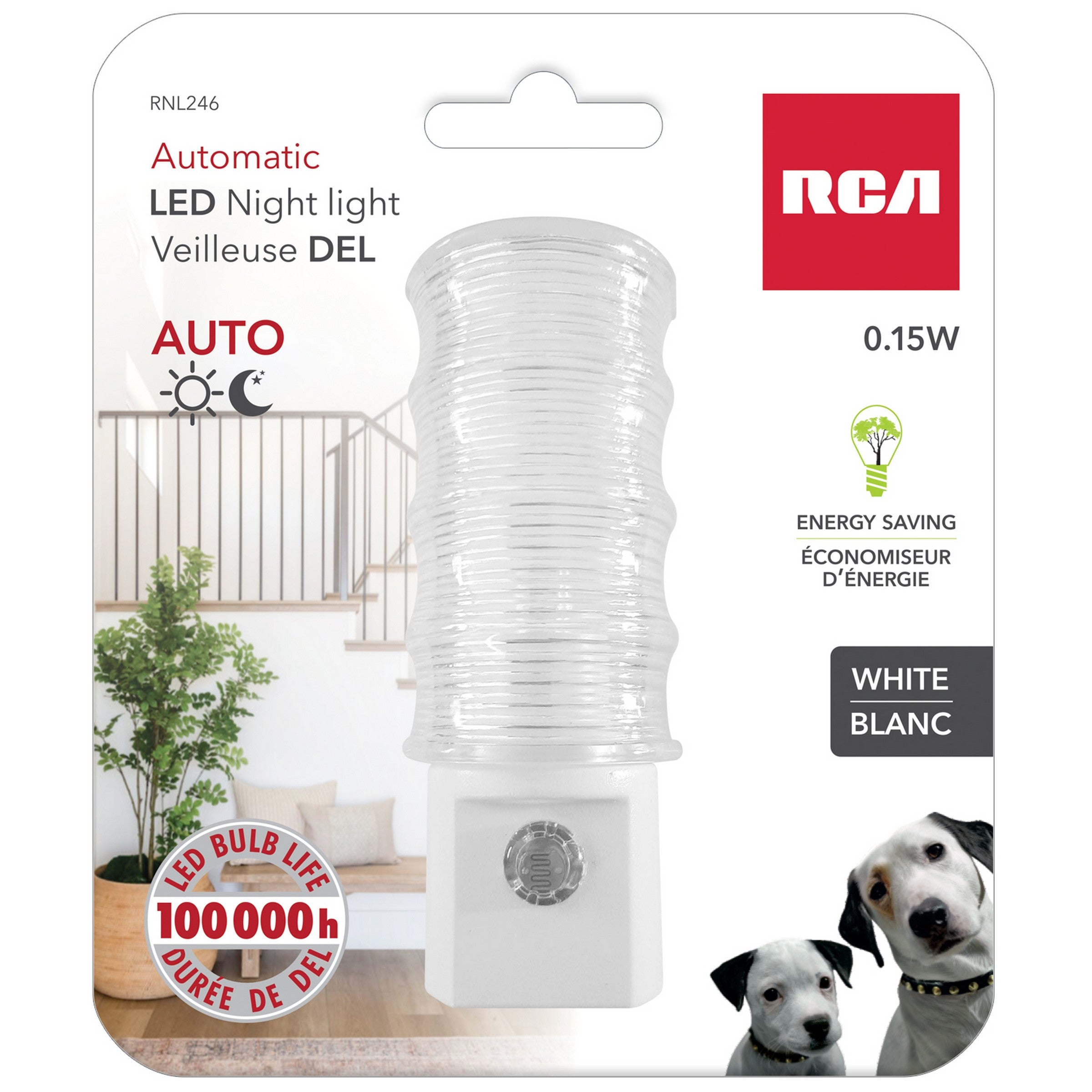 RCA Automatic Led Night Light - White 0.15W 3.5x1.4in 