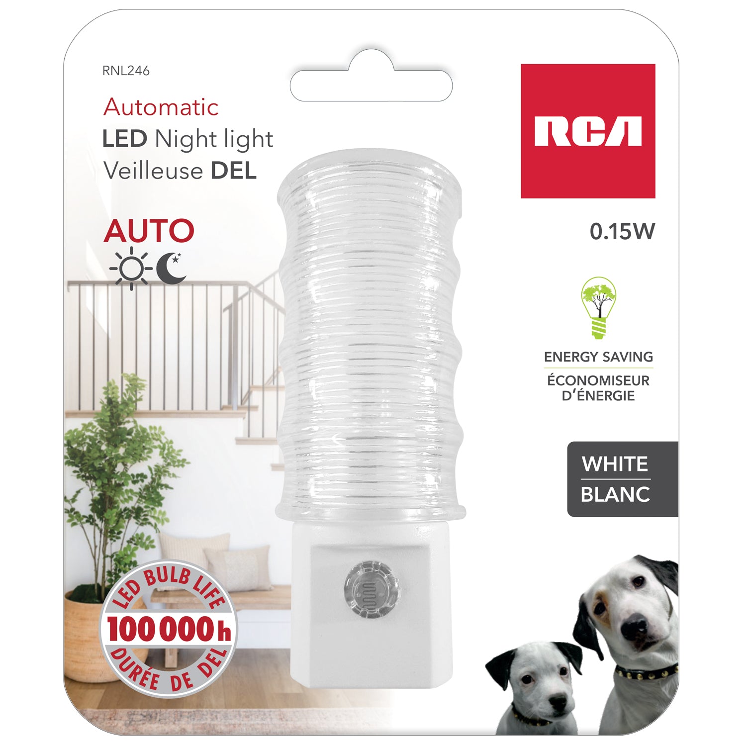 RCA Automatic Led Night Light - White 0.15W 3.5x1.4in 