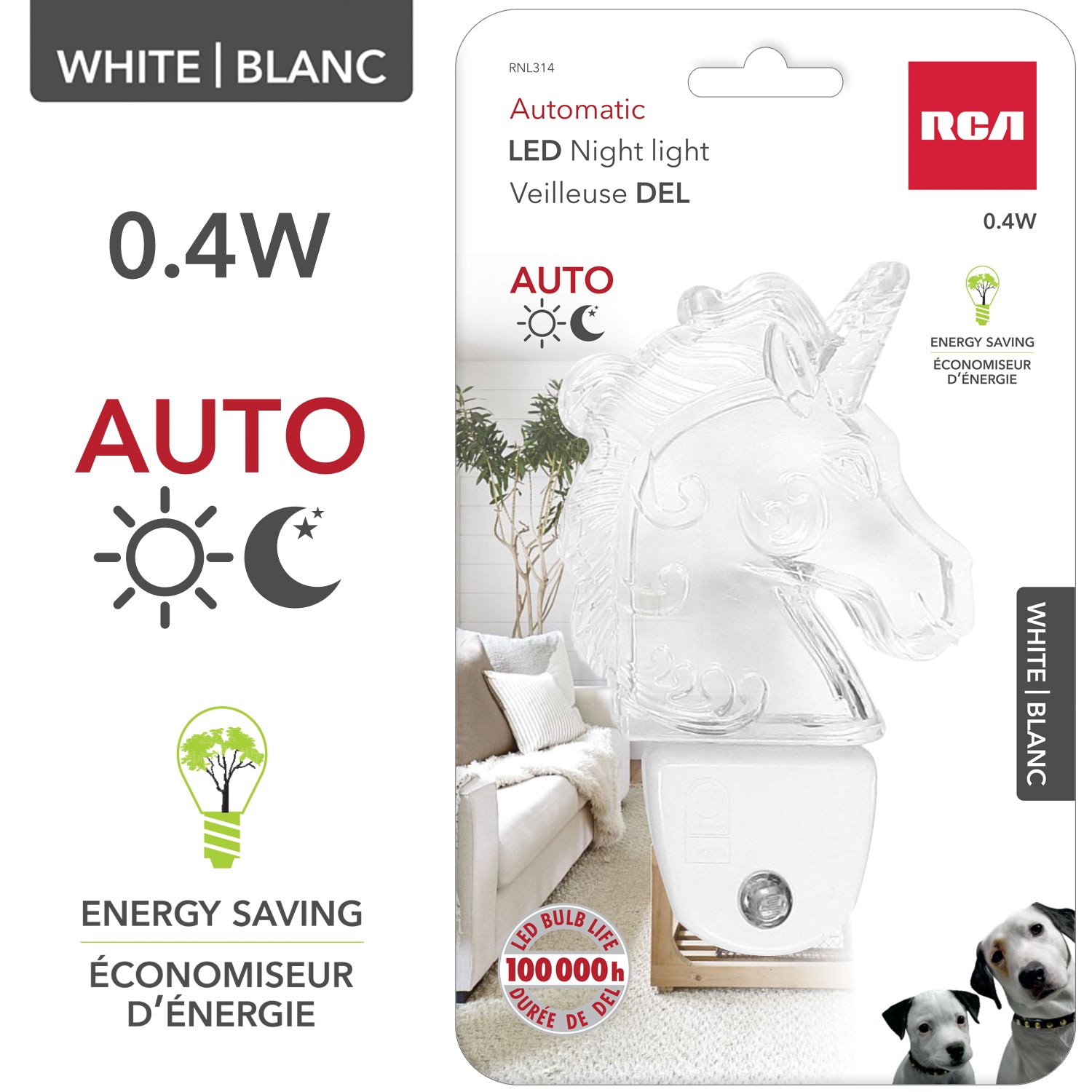 RCA Automatic Led Night Light - White 0.4W  4in - 4.5in VRT