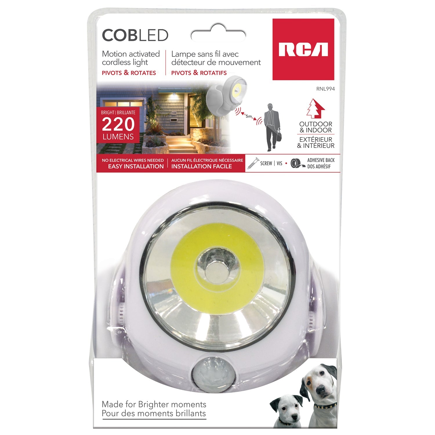 RCA Motion Activated Cordless COB Led Light 4.5x4.5x3.5in 