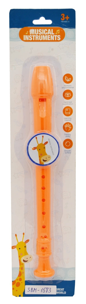 Musical Instrument - Flute - Plastic Green, Blue, Orange or Pink Age 3+ 11.25in VRT 