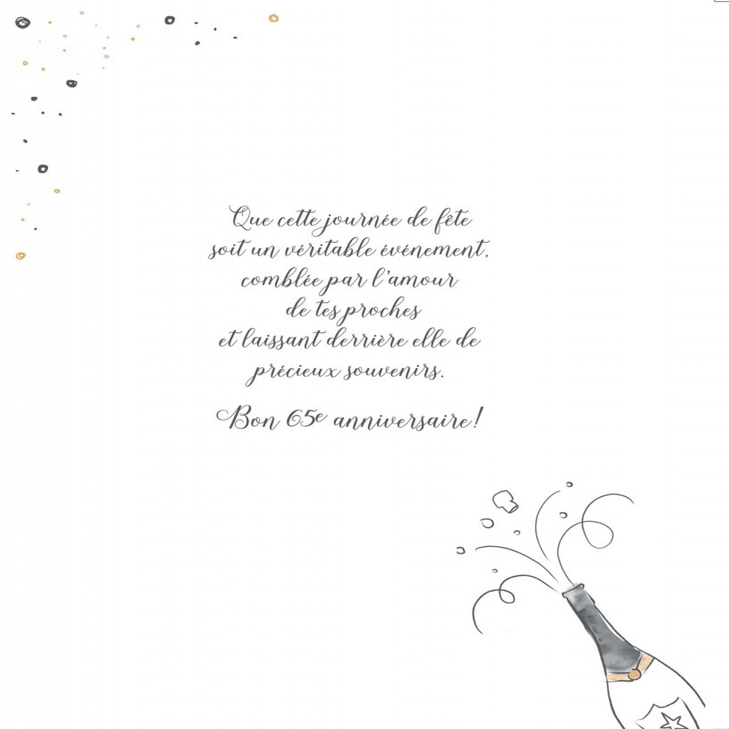 French Greeting Card - 65 Bon Anniversaire - Champagne Bottle 12x9in