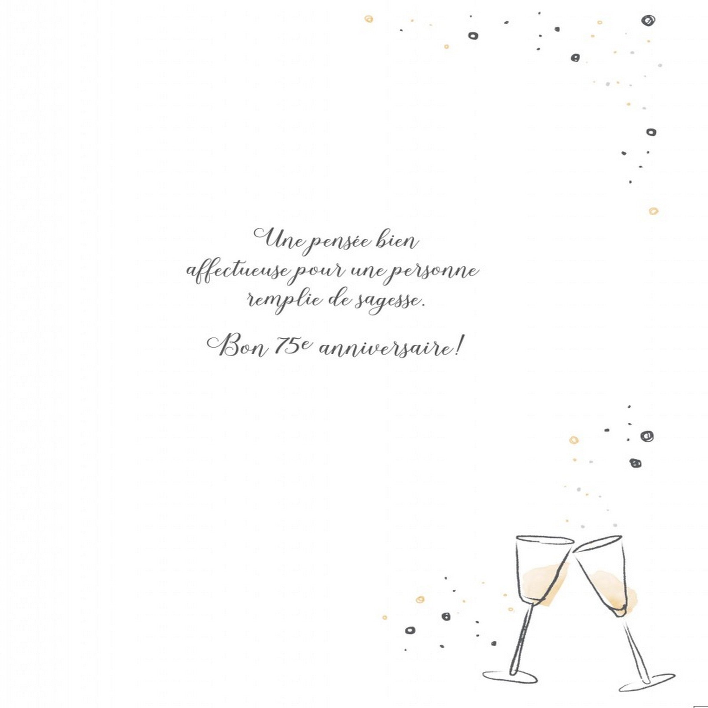 French Greeting Card - 75 Bon Anniversaire - Champagne Bottle 12x9in
