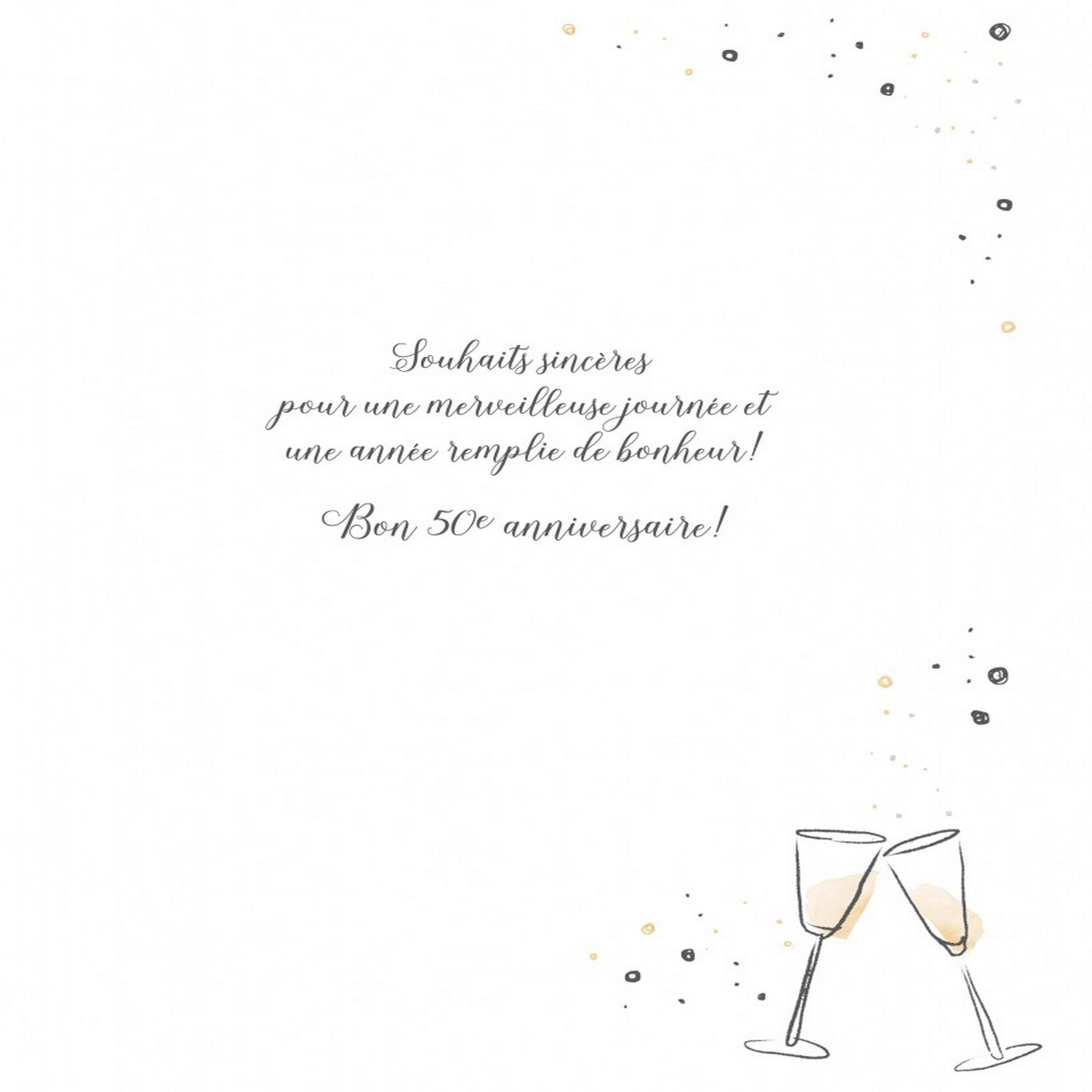 French Greeting Card - 50 Bon Anniversaire - Champagne Bottle 12x9in