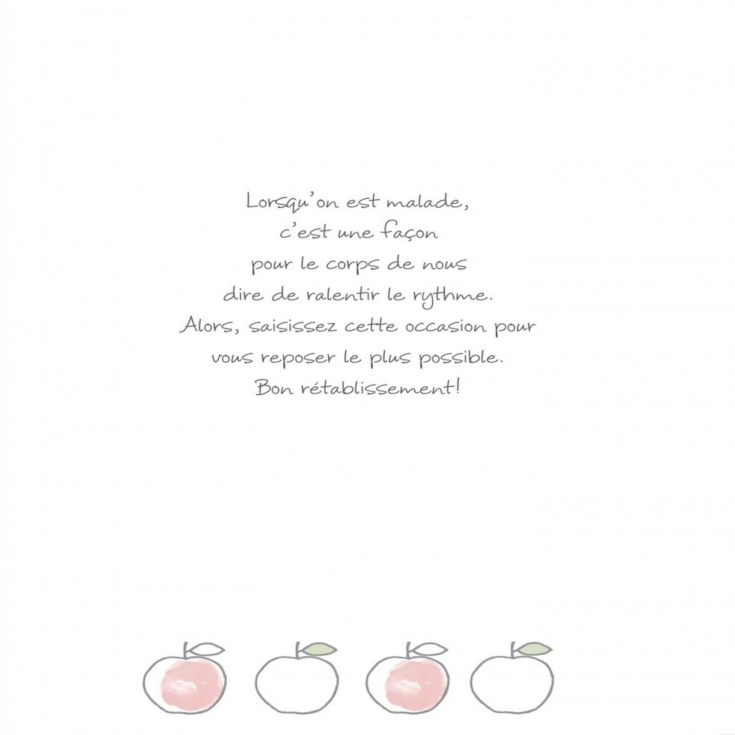 French Greeting Card - Prompt Rétablissement - Apple 12x9in