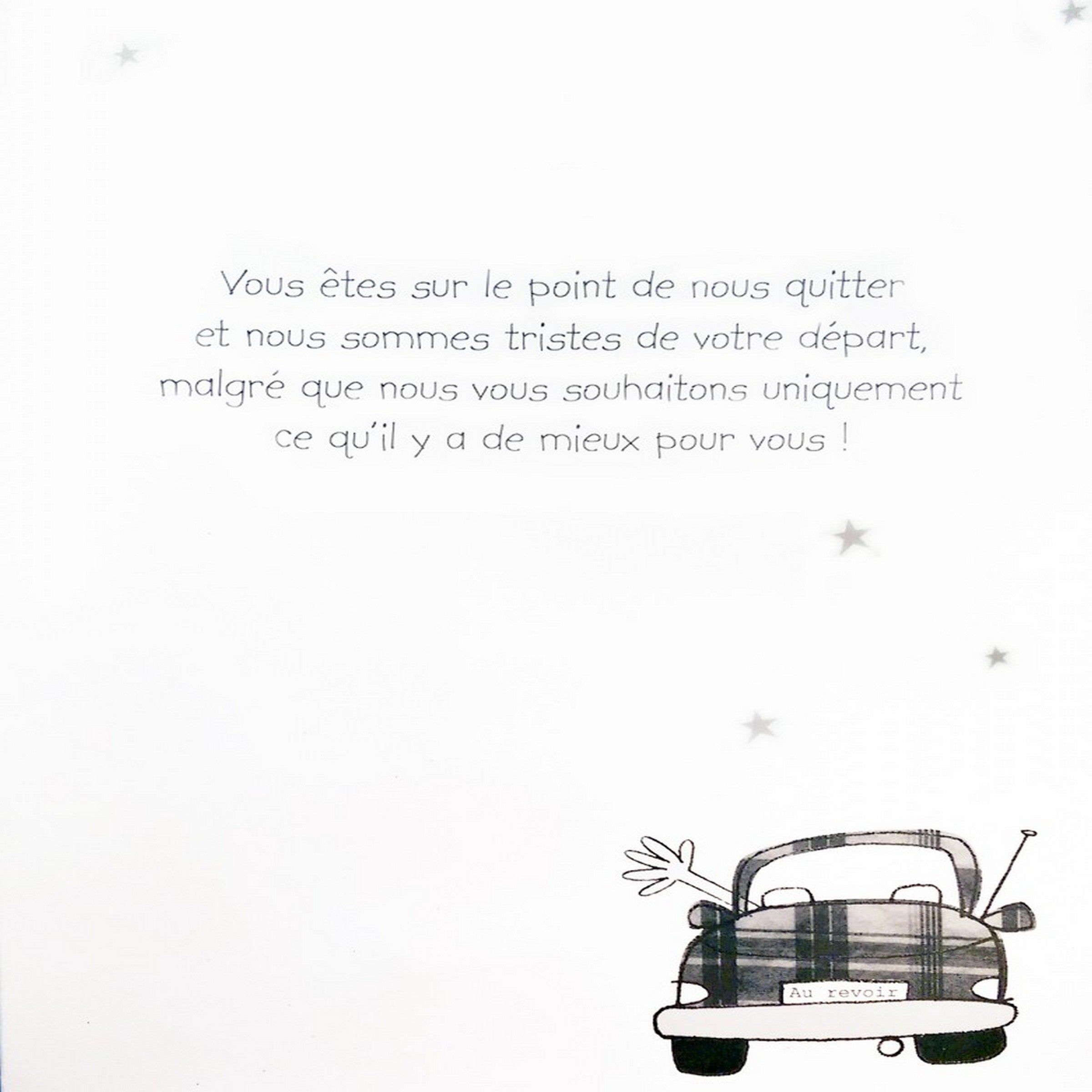 French Greeting Card - Au Revoir.. Bonne Chance 12x9in