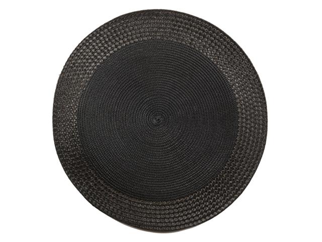 Round Black Vinyl Placemat 14.75in