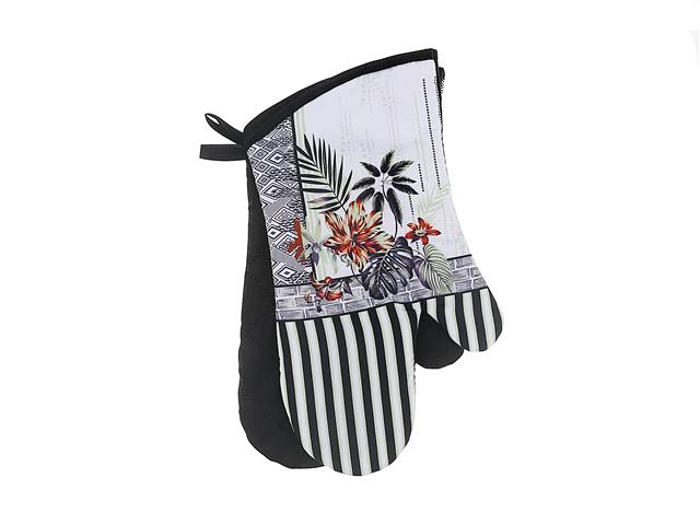 2 Oven Mitts - Tropical Chic - Polyester Fibers 13.5in