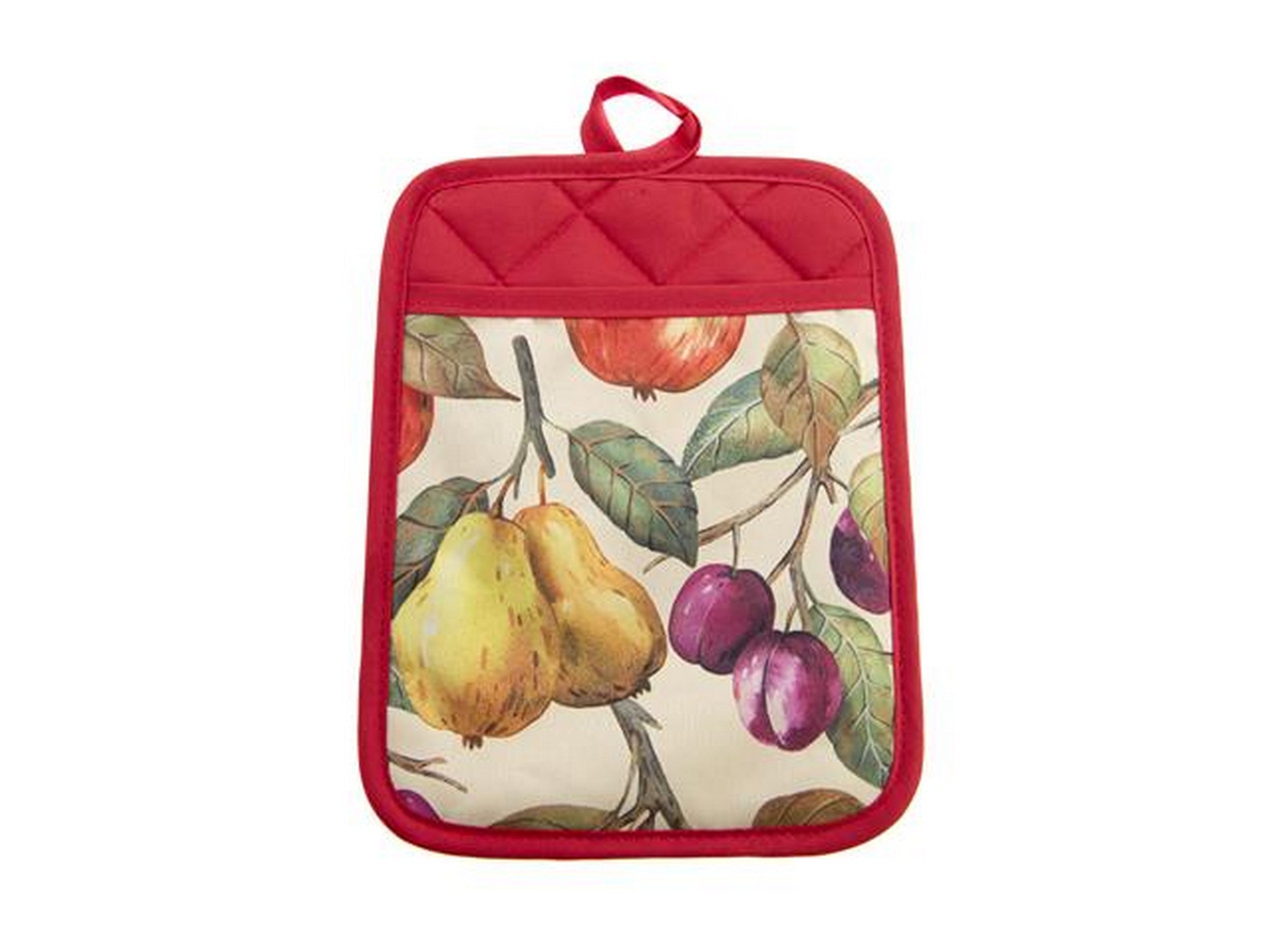 Pot Holder with Pocket - Apple Pear - Polyester Fibers 9x6.75in