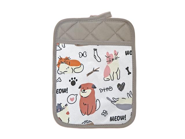 Pot Holder - Cats and Dogs - Polyester Fibers 9x6.75in