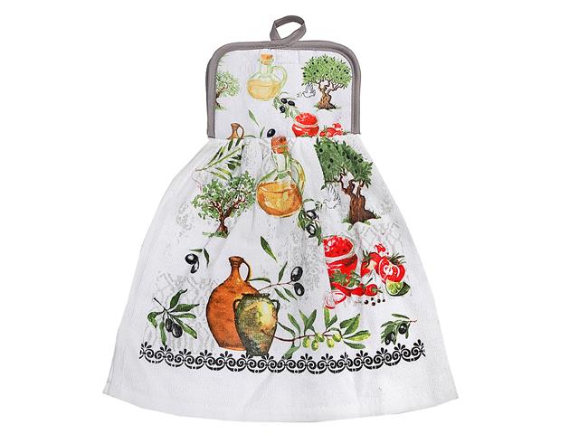Tie Kitchen Towel - Olives - Polyester / Cotton 15x17in