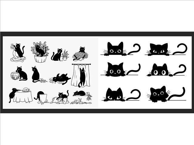 Embers 2 Swedish Printed One Side Tea Towels Cats - Washable - Reusable 7.5x6.75in