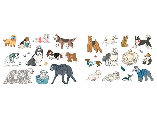 Embers 2 Swedish Printed One Side Tea Towels Dogs - Washable - Reusable 7.5x6.75in