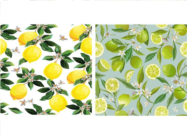 Embers 2 Swedish Printed One Side Tea Towels Lemon - Washable - Reusable 7.5x6.75in