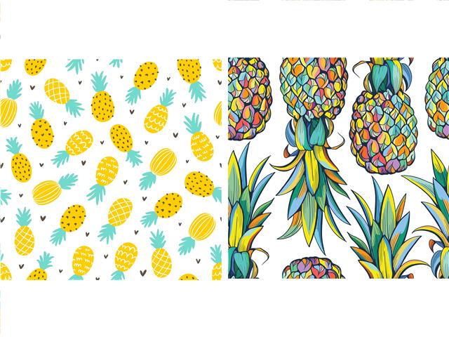 Embers 2 Swedish Printed One Side Tea Towels Pineapple - Washable - Reusable 7.5x6.75in