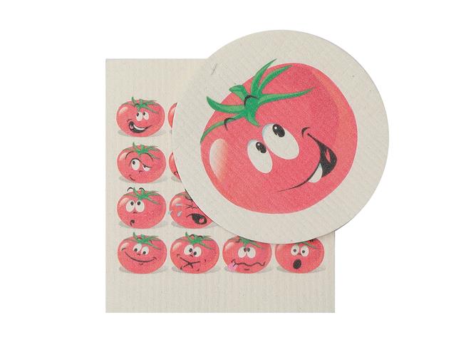 2 Swedish Printed Dishcloths Tomato - Washable - Reusable Square 7.6x6.7in Circle 6in