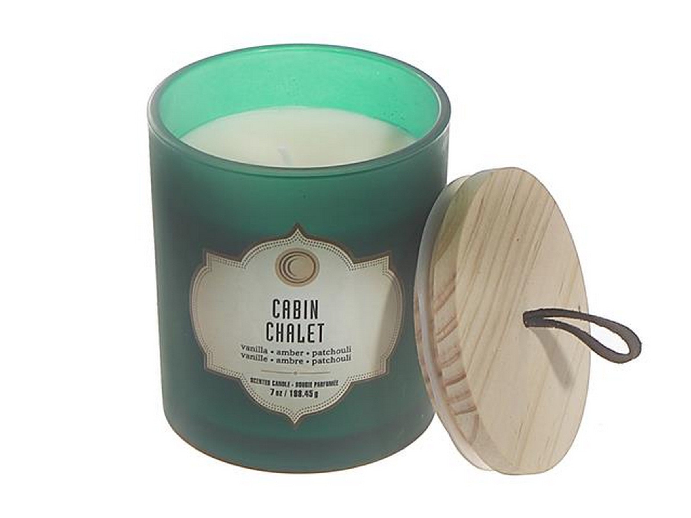Green Jar Scented Candle with Wooden Lid - Cabin 7oz