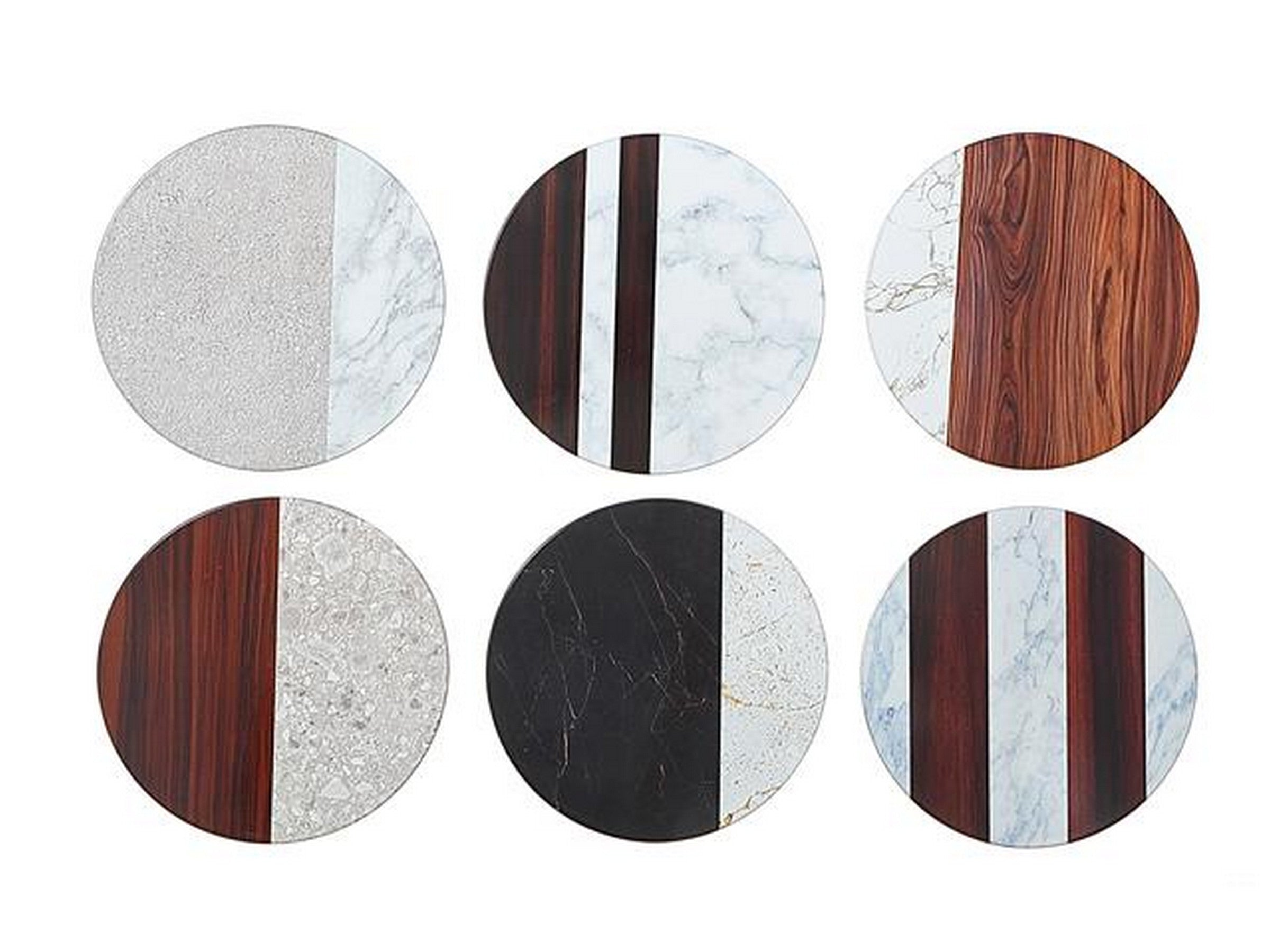 Round Ceramic Trivet - Marble and Wood 8in  VRT