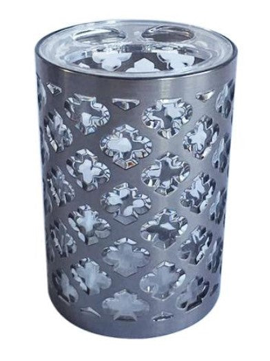 Clear and Chrome Plastic Toothbrush Holder 4x2.75in 