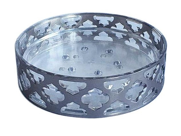 Clear and Chrome Plastic Soap Dish 4.25in 