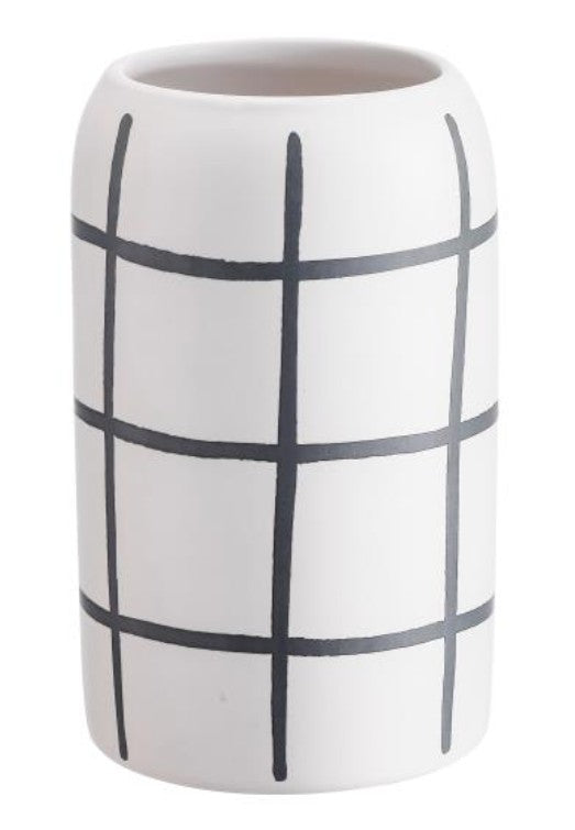 White Ceramic Tumbler with Tile Effect 5x3in 