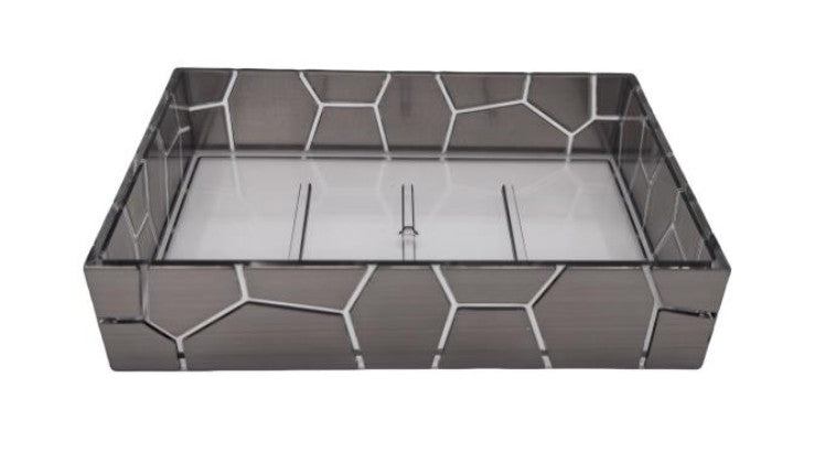 Rectangular Silver Plastic Soap Dish 5.75x3.25x1in 