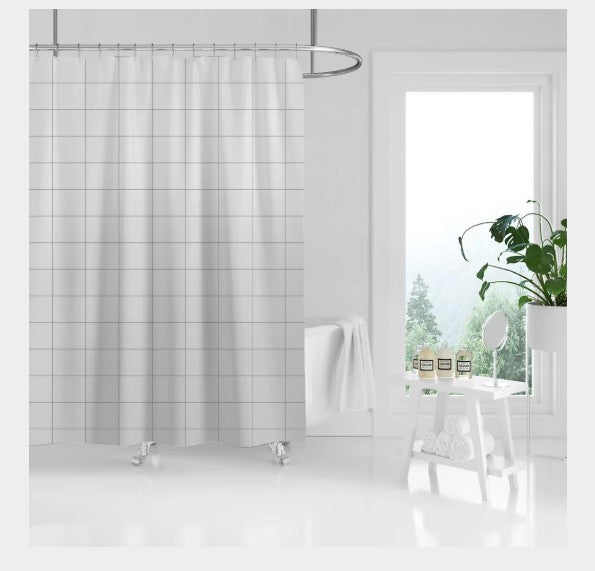Peva Shower Curtain - White Tile Effect 71x71in