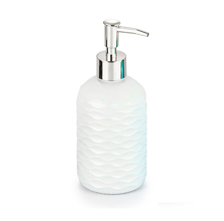 White Glass Soap Pump 7.5x3in