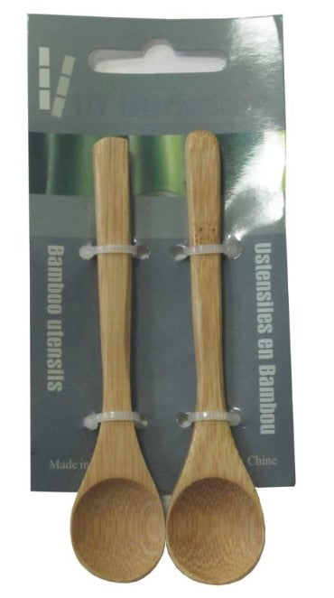 2 Mini Bamboo Spoons 5in
