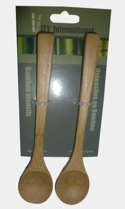 2 Mini Bamboo Spoons 5.6in