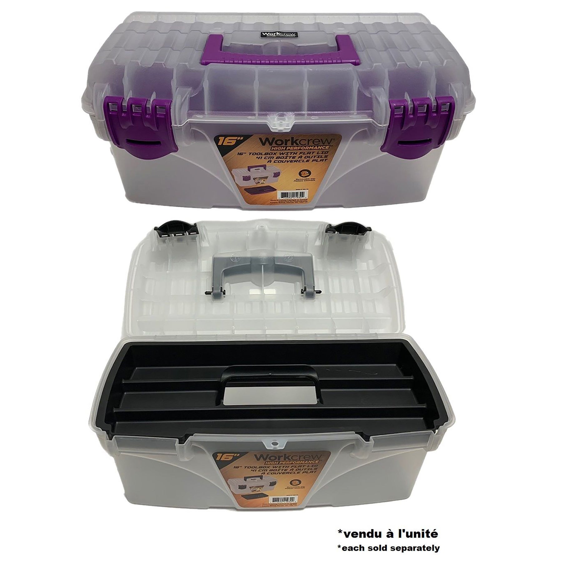 Workcrew Toolbox with Flat Lid - Plastic 16in