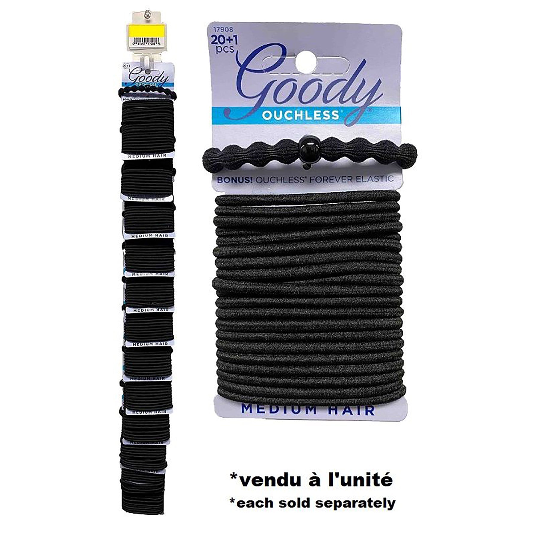 Goody 20 + 1 Black Ouchless Elastics for Medium Hair