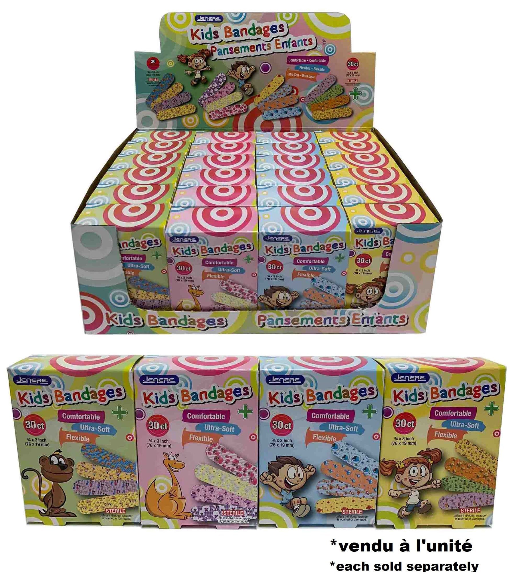 Jenere 30 Bandages for Kids 0.75x3in
