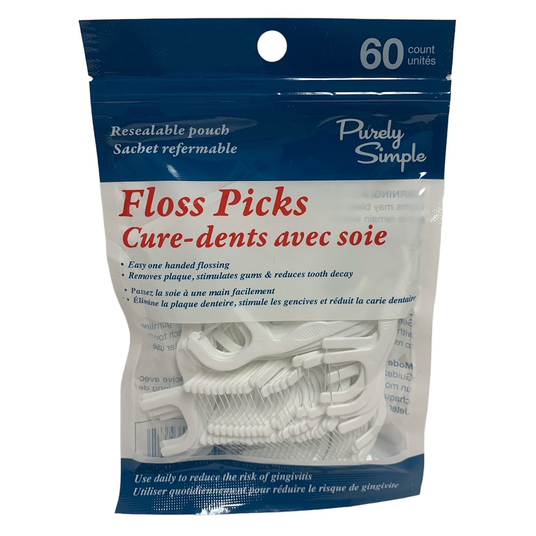 Purely Simple 60 Floss Picks 2.75in