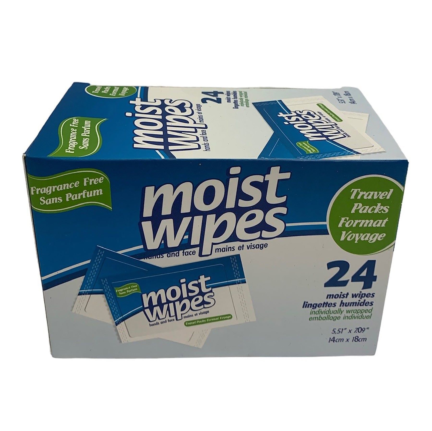 24 Individually Wrapped Moist Wipes 5.5x7in